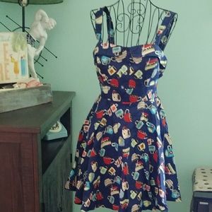 Retro Hot Coffee Fit-n-Flare NWT Medium Dress